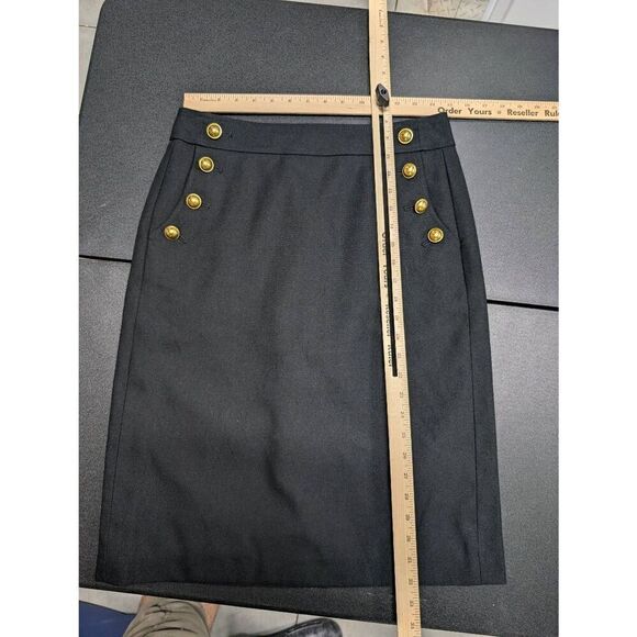 Ann Taylor Loft Women Black Straight Fit Decorative Button Zip Pencil Skirt 4 - Picture 6 of 6
